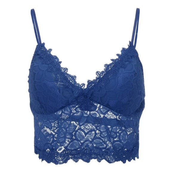 Lace bralette padded blue adjustable straps - Picture 2 of 4